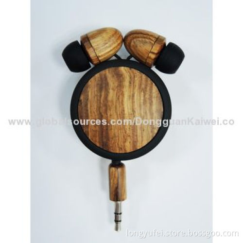 High-quality Wood Waterproof In-ear Earphone with Plastic Box Package and CE Mark